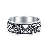 Celtic Ring Oxidized Band Solid 925 Sterling Silver Thumb Ring (7mm)