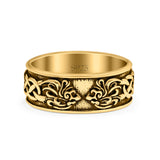 Celtic Ring Oxidized Band Solid 925 Sterling Silver Thumb Ring (7mm)