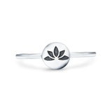 Flower Ring Oxidized Band Solid 925 Sterling Silver Thumb Ring (7mm)