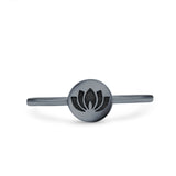 Lotus Band Oxidized Band Solid 925 Sterling Silver Thumb Ring (7mm)