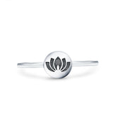 Lotus Band Oxidized Band Solid 925 Sterling Silver Thumb Ring (7mm)