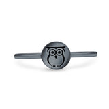 Owl Ring Oxidized Band Solid 925 Sterling Silver Thumb Ring (7mm)