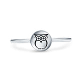 Owl Ring Oxidized Band Solid 925 Sterling Silver Thumb Ring (7mm)