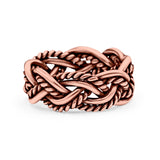 Weave Ring Oxidized Band Solid 925 Sterling Silver Thumb Ring (8mm)