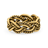 Weave Ring Oxidized Band Solid 925 Sterling Silver Thumb Ring (8mm)
