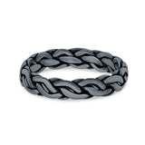 Puzzle Braided Ring Oxidized Band Solid 925 Sterling Silver Thumb Ring (5mm)