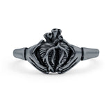 Human Heart Ring Oxidized Band Solid 925 Sterling Silver Thumb Ring (10mm)