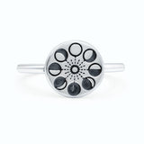 Moon Phases Ring Oxidized Band Solid 925 Sterling Silver Thumb Ring (10mm)