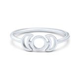 Attractive Crescent Double Moon Phases Triple Goddess New Fashionable Oxidized Ring Band Solid 925 Sterling Silver Thumb Ring (5.9mm)
