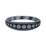 Iconic Vintage Full Moon Phases Beaded Statement Modern Style Oxidized Ring Band Solid 925 Sterling Silver Thumb Ring (4.8mm)