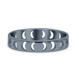 Iconic Celestial Moon Phases Cut Out And Lunar Cycle Stylish Oxidized Band Thumb Ring (3.9mm)