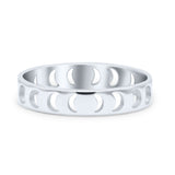 Iconic Celestial Moon Phases Cut Out And Lunar Cycle Stylish Oxidized Band Thumb Ring (3.9mm)