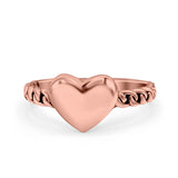 Heart Band Ring Oxidized Solid 925 Sterling Silver (8.5mm)