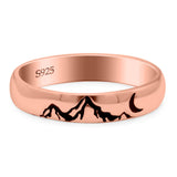 Mountains Ring Oxidized Band Solid 925 Sterling Silver Thumb Ring (4mm)