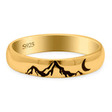 Mountains Ring Oxidized Band Solid 925 Sterling Silver Thumb Ring (4mm)