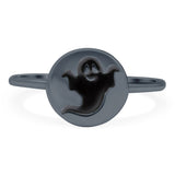 Ghost Ring Oxidized Band Solid 925 Sterling Silver Thumb Ring (10mm)