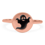 Ghost Ring Oxidized Band Solid 925 Sterling Silver Thumb Ring (10mm)