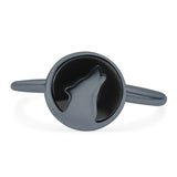 Wolf Ring Oxidized Band Solid 925 Sterling Silver Thumb Ring (10mm)