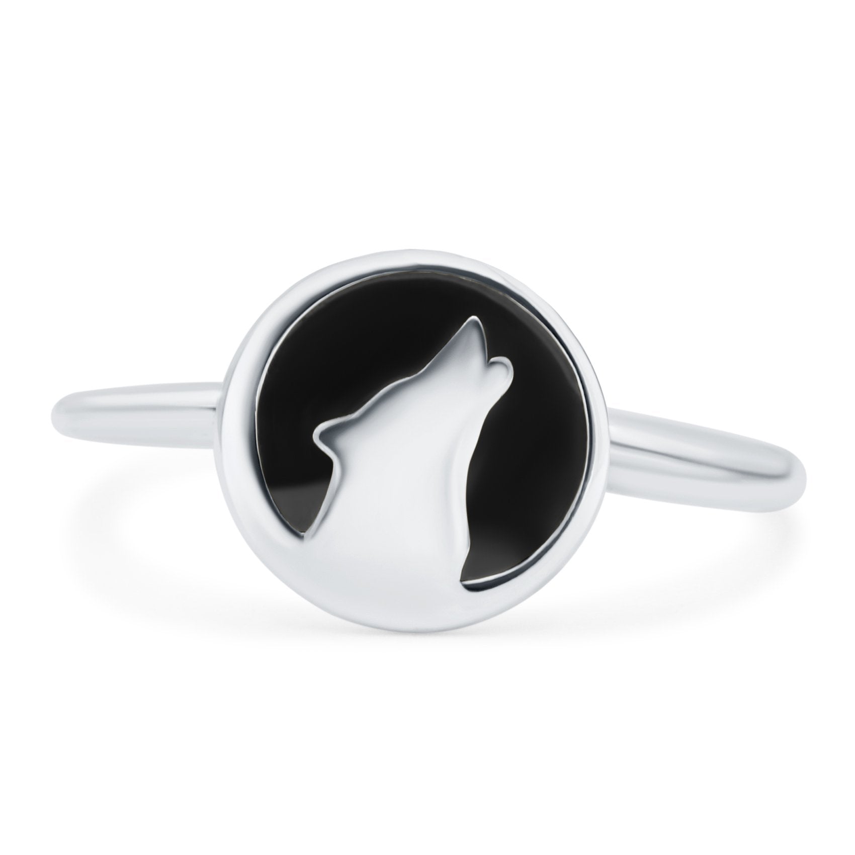 Wolf Ring Oxidized Band Solid 925 Sterling Silver Thumb Ring (10mm
