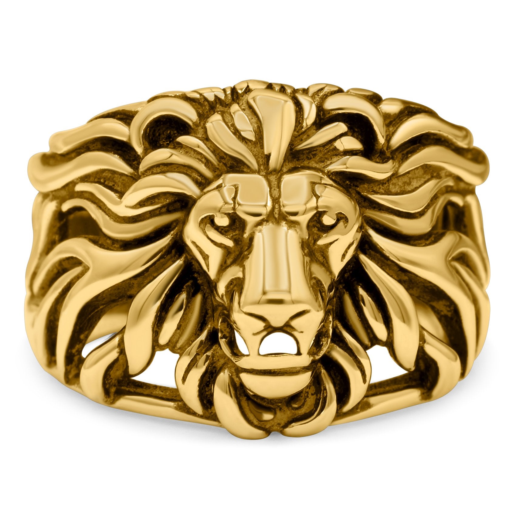 Lion Head Ring Oxidized Band Solid 925 Sterling Silver (16.5mm)