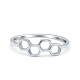 Honey Comb Band Rhodium Plated Ring Solid 925 Sterling Silver (5.5mm)