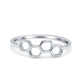 Honey Comb Band Rhodium Plated Ring Solid 925 Sterling Silver (5.5mm)