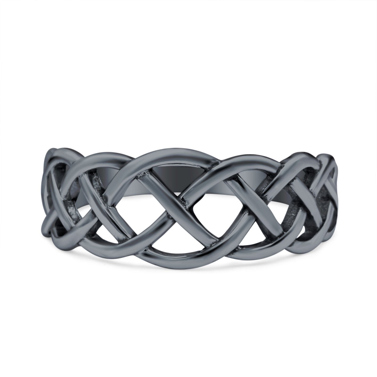 Infinity Braided Oxidized Band Ring Solid 925 Sterling Silver(8mm)