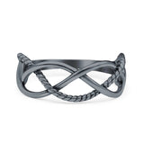 Oxidized Infinity Weave Celtic Band Ring Solid 925 Sterling Silver (7mm)