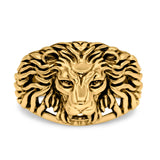 Lion Head Band Oxidized Ring Solid 925 Sterling Silver (14mm)