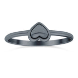 Heart Ring Oxidized Band Solid 925 Sterling Silver Thumb Ring (6mm)