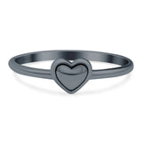 Heart Ring Oxidized Band Solid 925 Sterling Silver Thumb Ring (6mm)