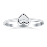 Heart Ring Oxidized Band Solid 925 Sterling Silver Thumb Ring (6mm)