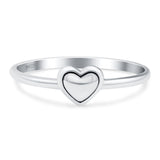 Heart Ring Oxidized Band Solid 925 Sterling Silver Thumb Ring (6mm)