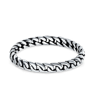Chain Ring Oxidized Band Solid 925 Sterling Silver Thumb Ring (2.5mm)