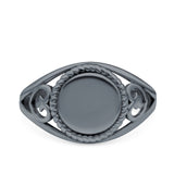 Oxidized Ring Band Solid 925 Sterling Silver Thumb Ring (11.5mm)