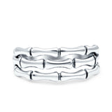 Bamboo Ring Oxidized Band Solid 925 Sterling Silver Thumb Ring (7.7mm)