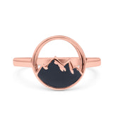 Mountains Ring Oxidized Band Solid 925 Sterling Silver Thumb Ring (11.8mm)