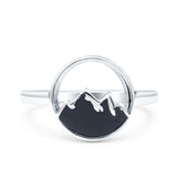 Mountains Ring Oxidized Band Solid 925 Sterling Silver Thumb Ring (11.8mm)