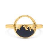 Mountains Ring Oxidized Band Solid 925 Sterling Silver Thumb Ring (11.8mm)