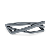 Geometric Ring Oxidized Band Solid 925 Sterling Silver Thumb Ring (5.4mm)
