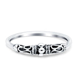 Bali Style Ring Oxidized Band Solid 925 Sterling Silver Thumb Ring (4mm)