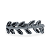 Leaves Ring Oxidized Band Solid 925 Sterling Silver Thumb Ring (7mm)