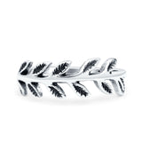 Leaves Ring Oxidized Band Solid 925 Sterling Silver Thumb Ring (7mm)