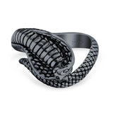 Cobra Snake Ring Oxidized Band Solid 925 Sterling Silver Thumb Ring (15.6mm)