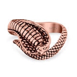 Cobra Snake Ring Oxidized Band Solid 925 Sterling Silver Thumb Ring (15.6mm)