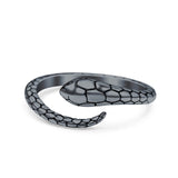Snake Ring Oxidized Band Solid 925 Sterling Silver Thumb Ring (8mm)