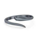 Snake Ring Oxidized Band Solid 925 Sterling Silver Thumb Ring (8mm)