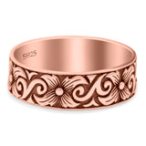 Filigree Vine Ring Oxidized Band Solid 925 Sterling Silver Thumb Ring (6mm)