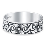 Filigree Vine Ring Oxidized Band Solid 925 Sterling Silver Thumb Ring (6mm)