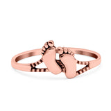 Feet Ring Oxidized Band Solid 925 Sterling Silver Thumb Ring (8mm)